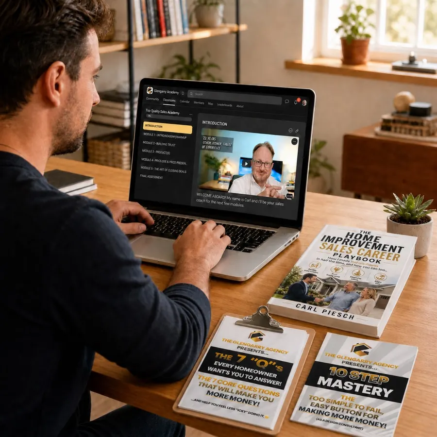 Sales representative completing Glengarry University online training